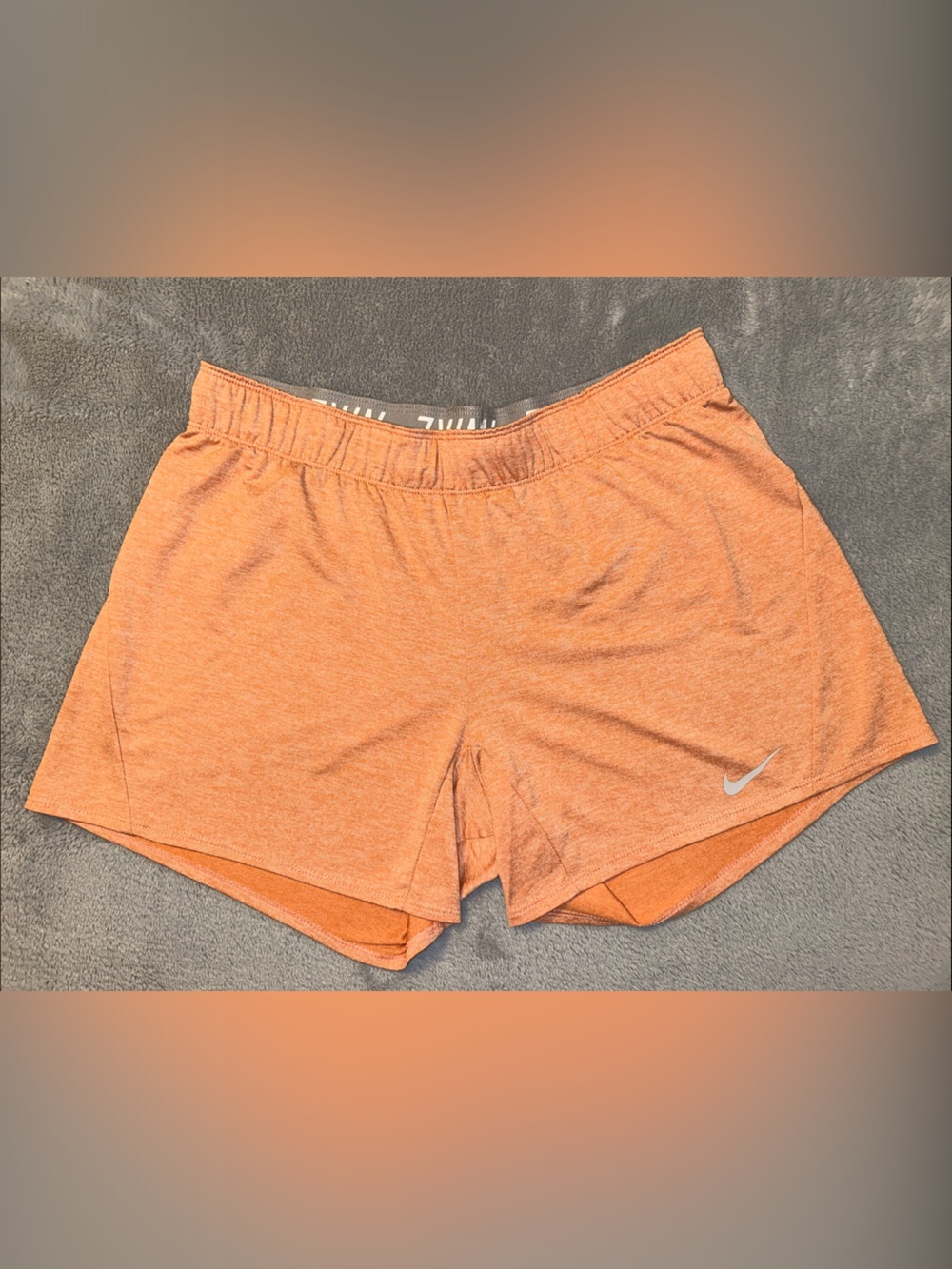 Nike Women's Heather Orange Athletic Shorts with Reflective Swoosh